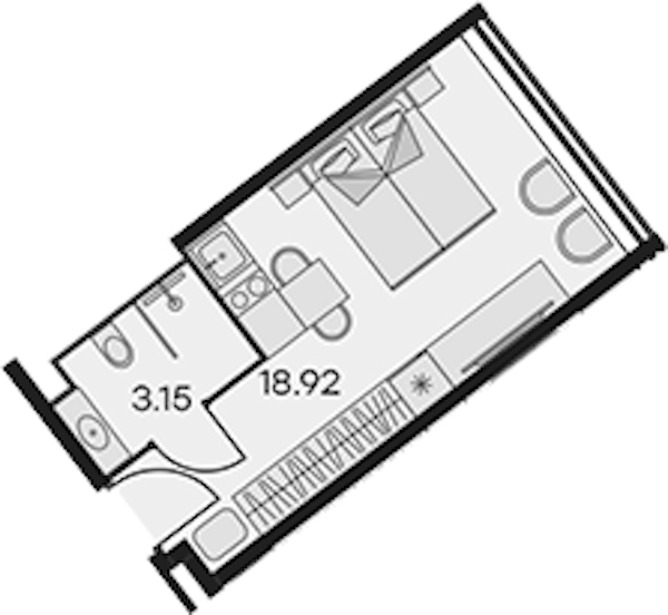Квартира студия 48.89 м², 6/15 эт., Апарт-отель «Апарт-отель 25-7 Заневский»